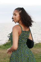 Shirred African Print Summer Strap Dress