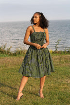 Shirred African Print Summer Strap Dress