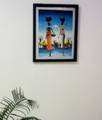 Two Women Holding Babies and Baskets Sunset Art