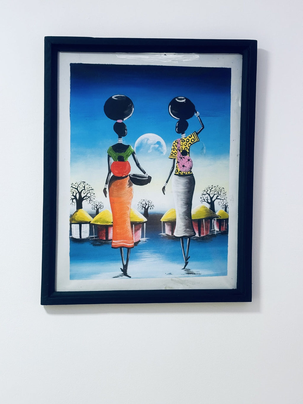 Two Women Holding Babies and Baskets Sunset Art