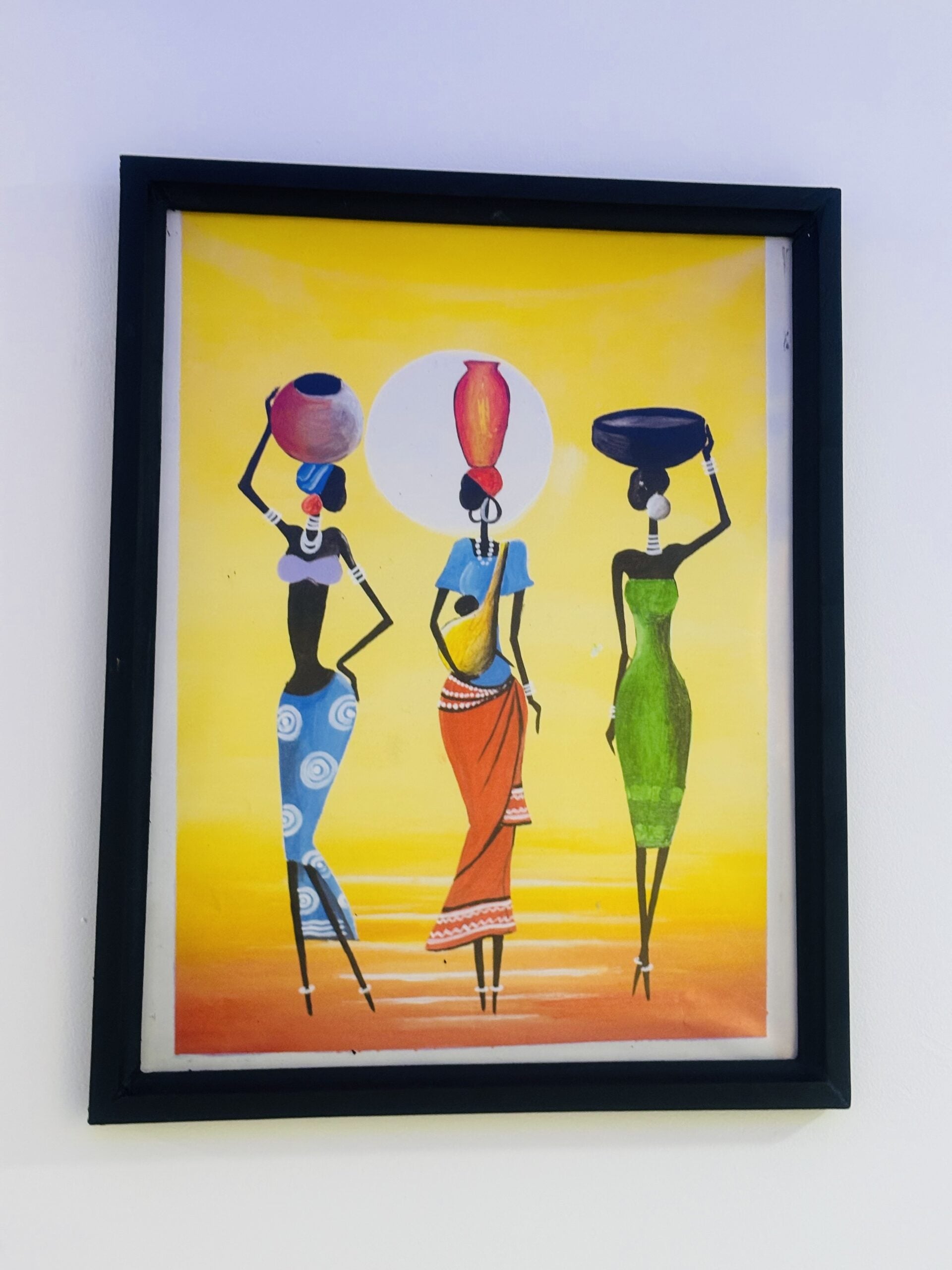 Vibrant Colourful three woman African Painting