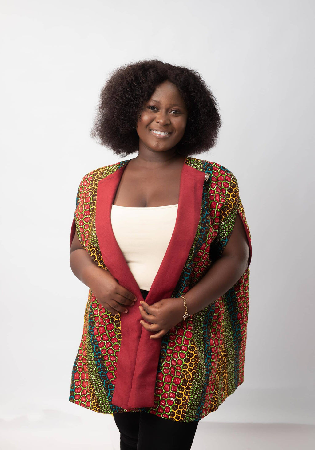 Sina Beautiful Leopard Print Ankara Cape Style Coat