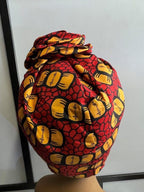 Red & Yellow African Print Knot Beautiful Head Wrap Turban