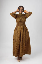 Denise Long Sleeve Maxi in Gorgeous Mustard Pattern