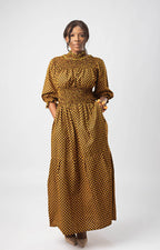 Denise Long Sleeve Maxi in Gorgeous Mustard Pattern