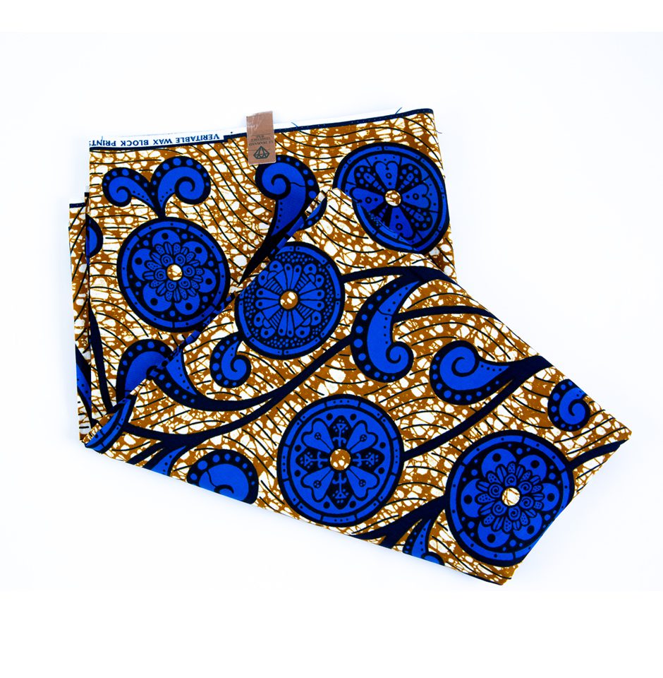 Lovely African Vibrant Blue Floral Fabric Design