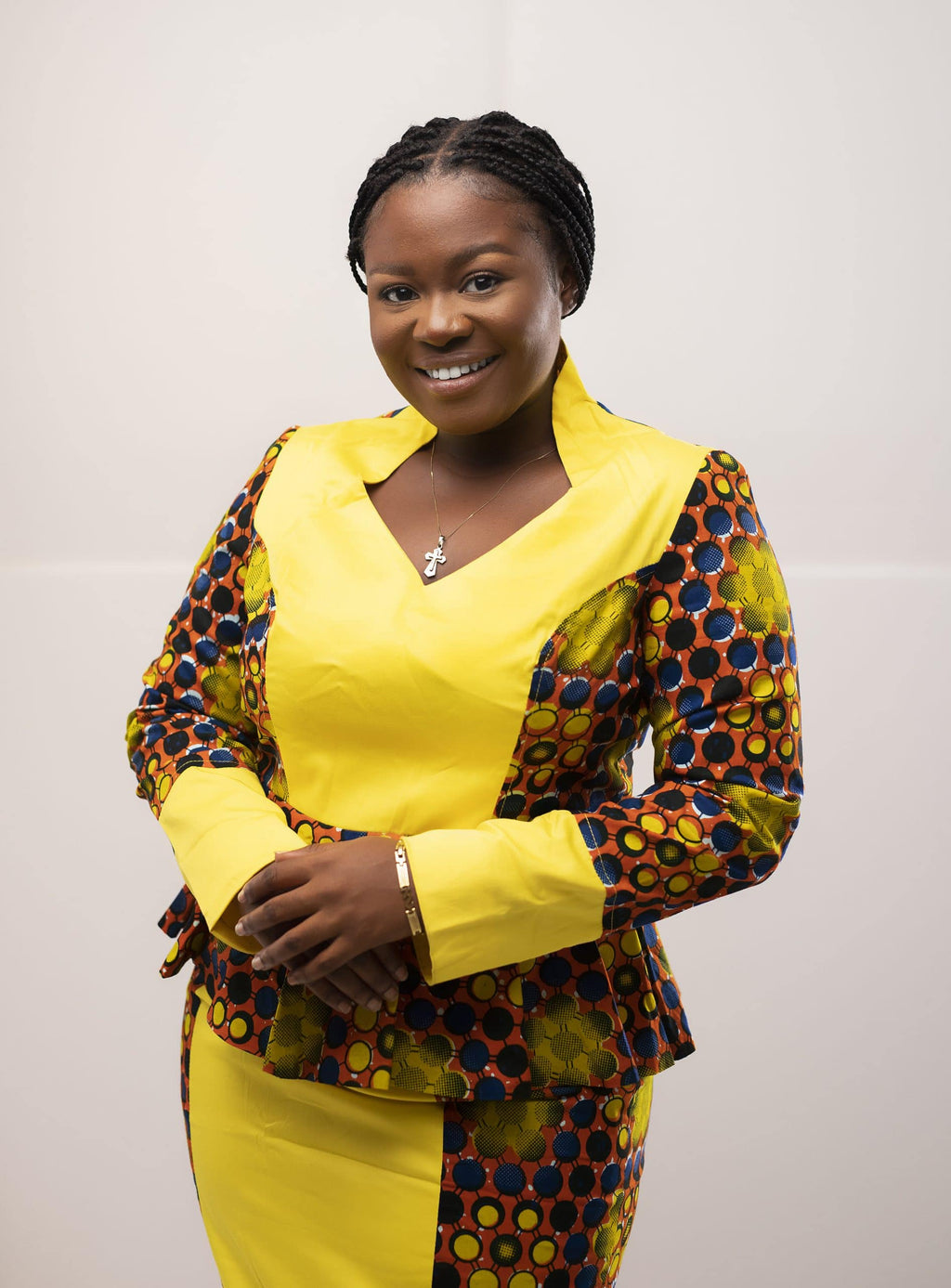 Zuri Two-Piece Skirt Set in Stunning Yellow and Ankara