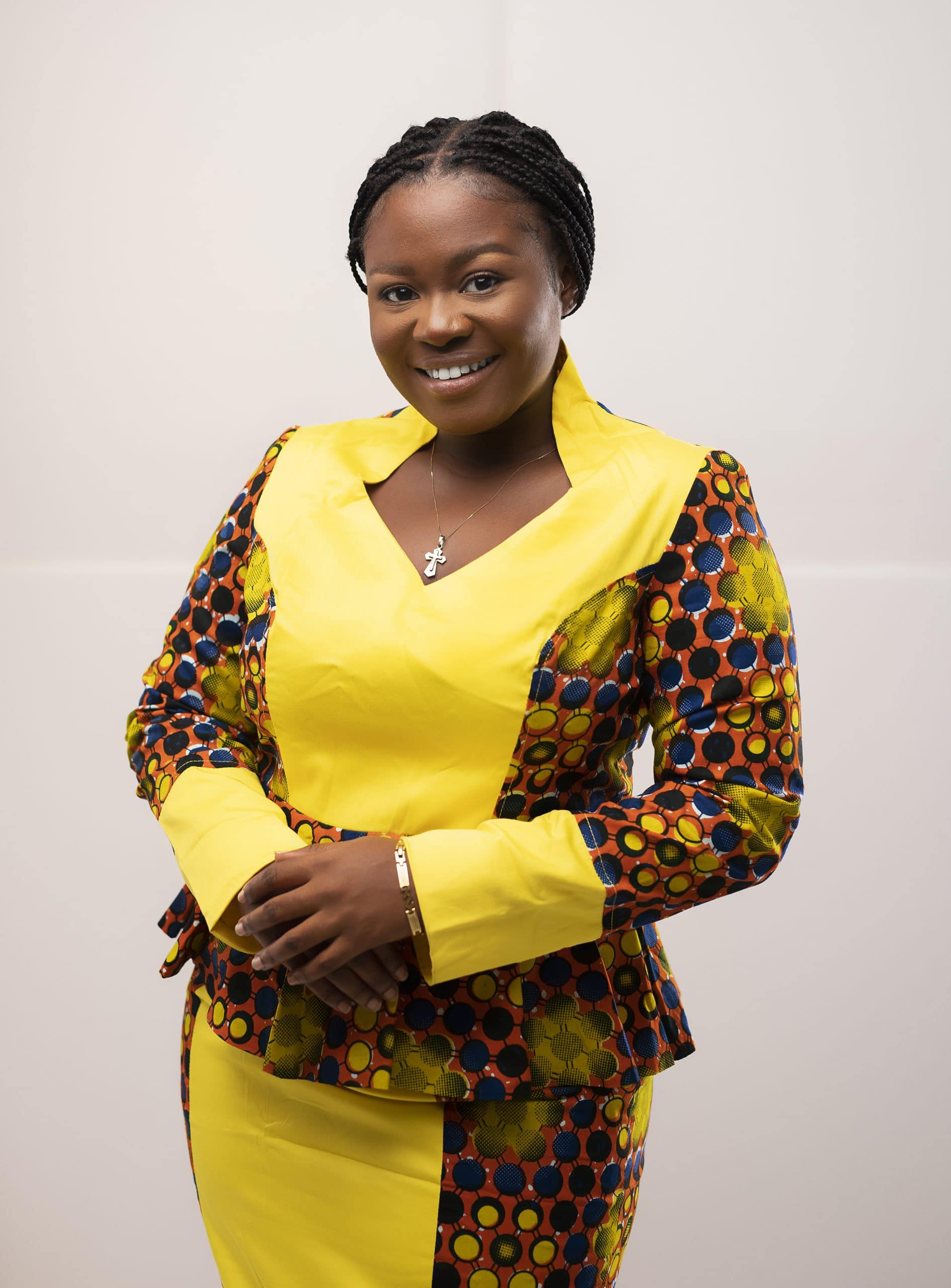 Zuri Two-Piece Skirt Set in Stunning Yellow and Ankara