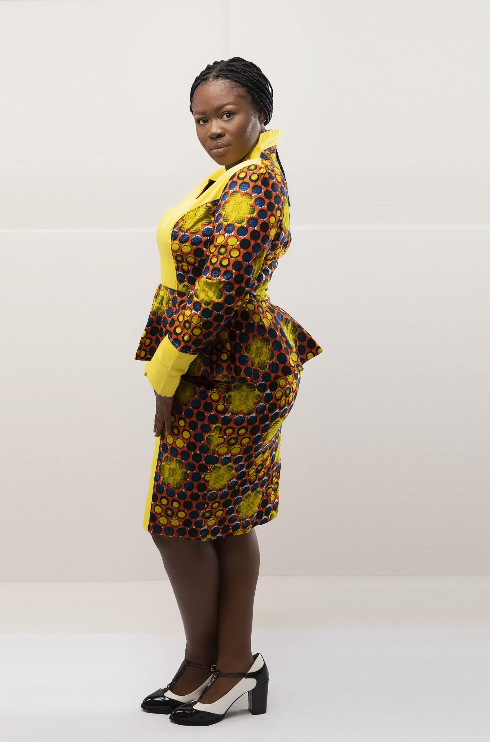 Zuri Two-Piece Skirt Set in Stunning Yellow and Ankara