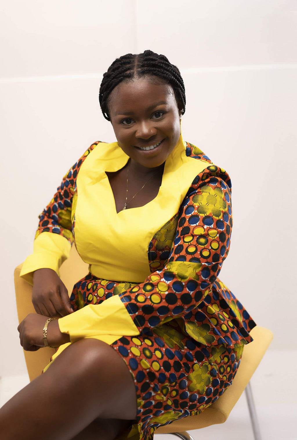 Zuri Two-Piece Skirt Set in Stunning Yellow and Ankara