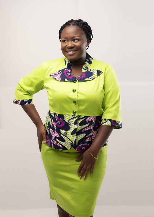 Afua Lime Two-Piece Skirt Set
