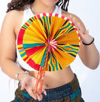 Vibrant Yellow Multicolour Ankara Print Round Closable Fan