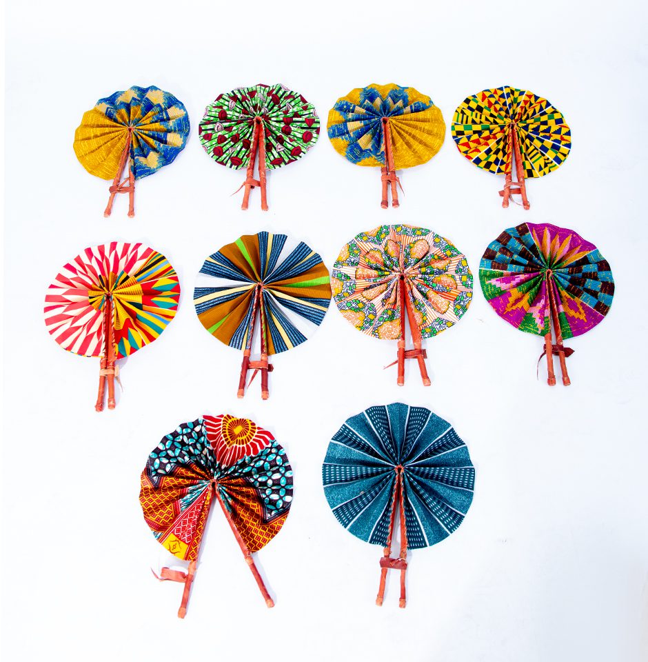Vibrant Yellow Multicolour Ankara Print Round Closable Fan