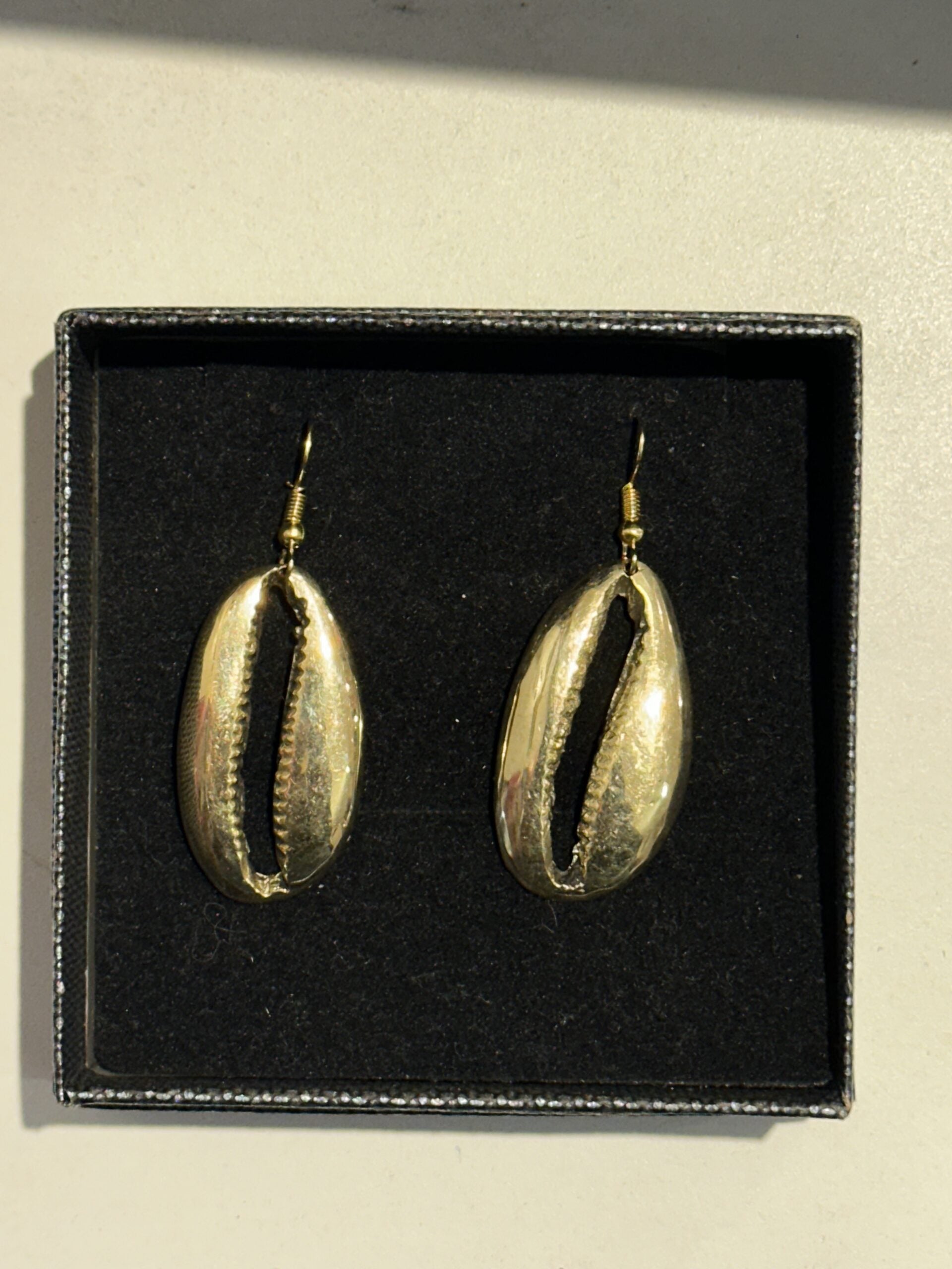 Handmade Gold Cowrie Shell Kenyan Earrings