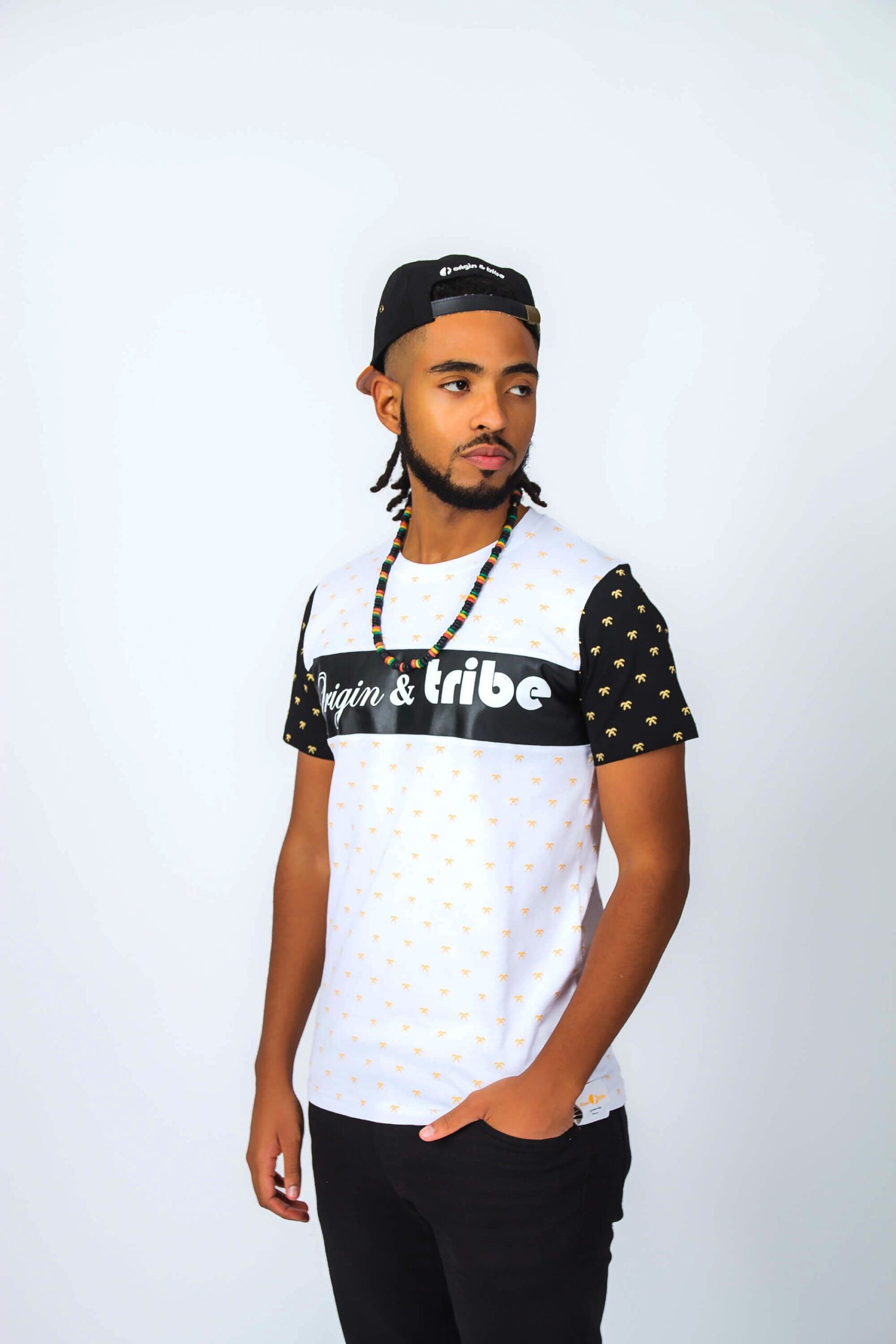 Origin and Tribe Royal Gold Dust Faux Leather Men Tee