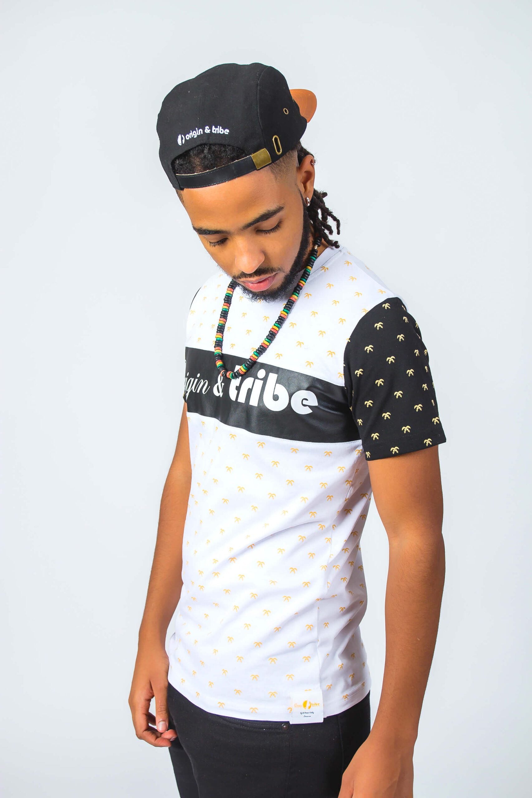 Origin and Tribe Royal Gold Dust Faux Leather Men Tee