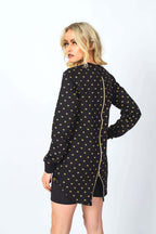 Royal Gold Dust Full length Back Zipper Women Jumper Top