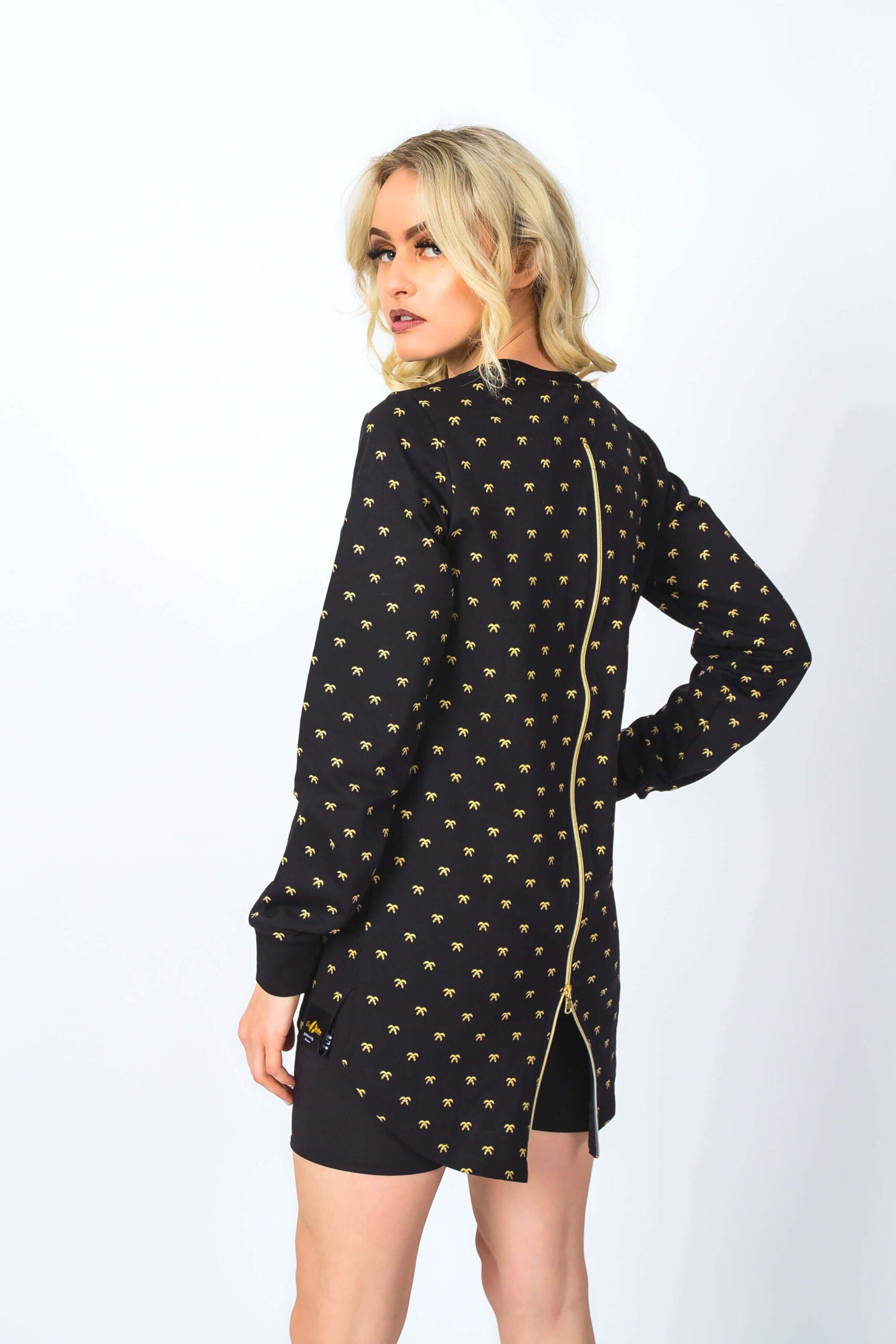 Royal Gold Dust Full length Back Zipper Women Jumper Top