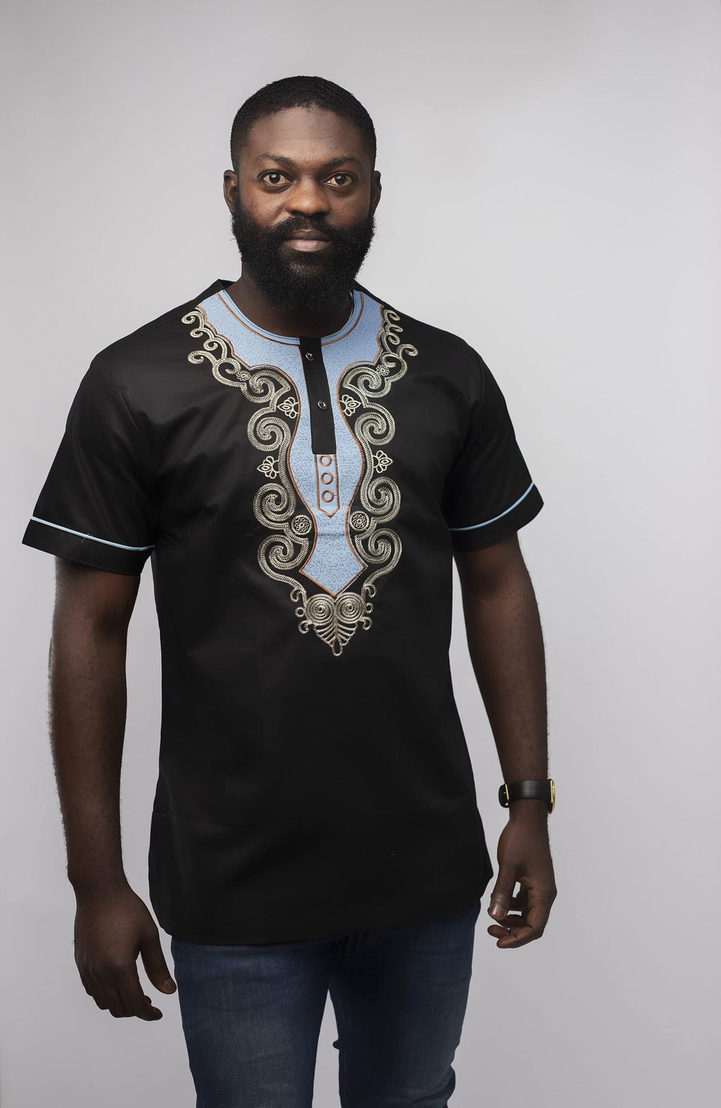 Moses Slim Fit Embroidered African Shirt