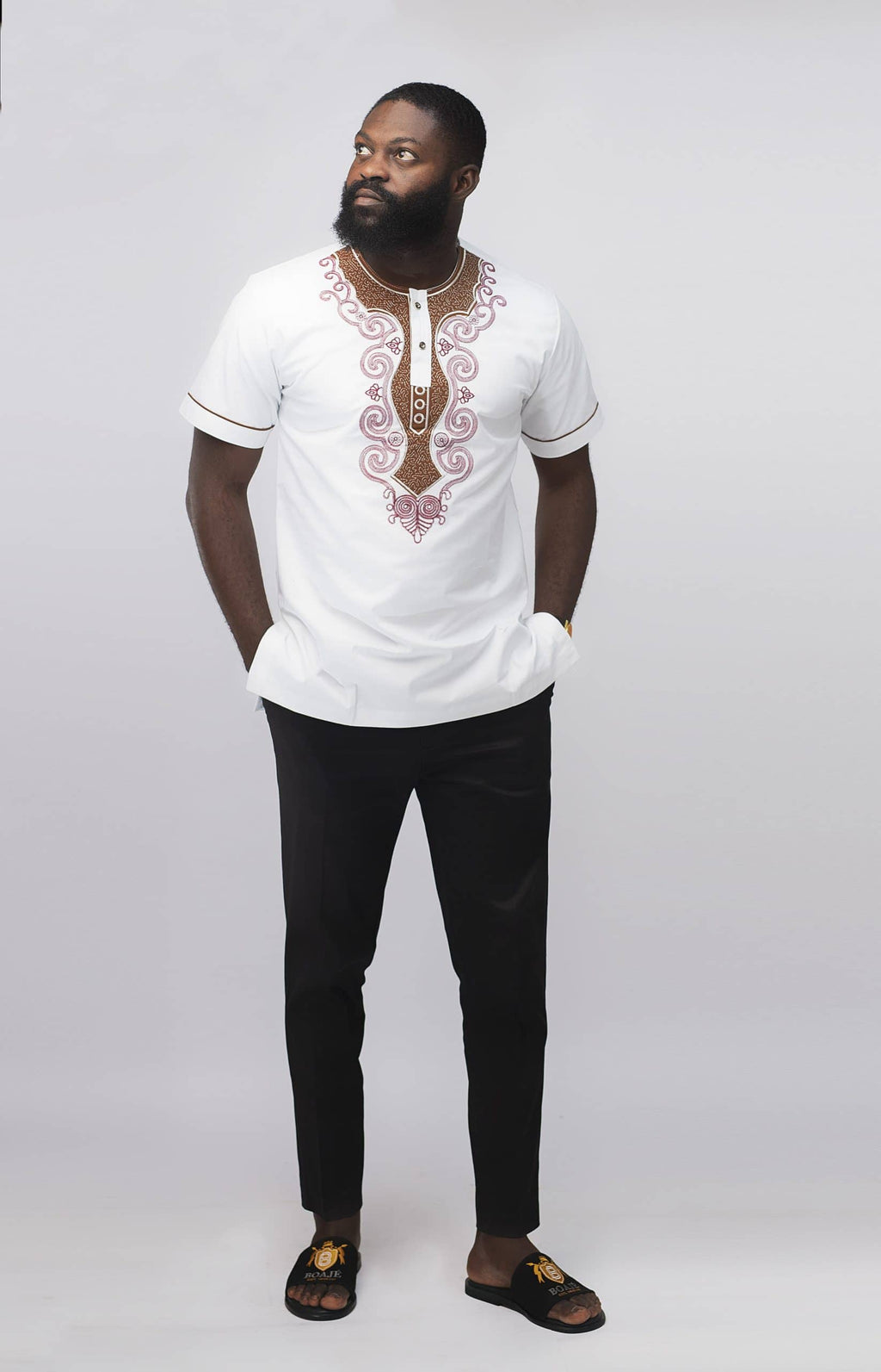 Malomo Slim Fit Embroidered African Shirt