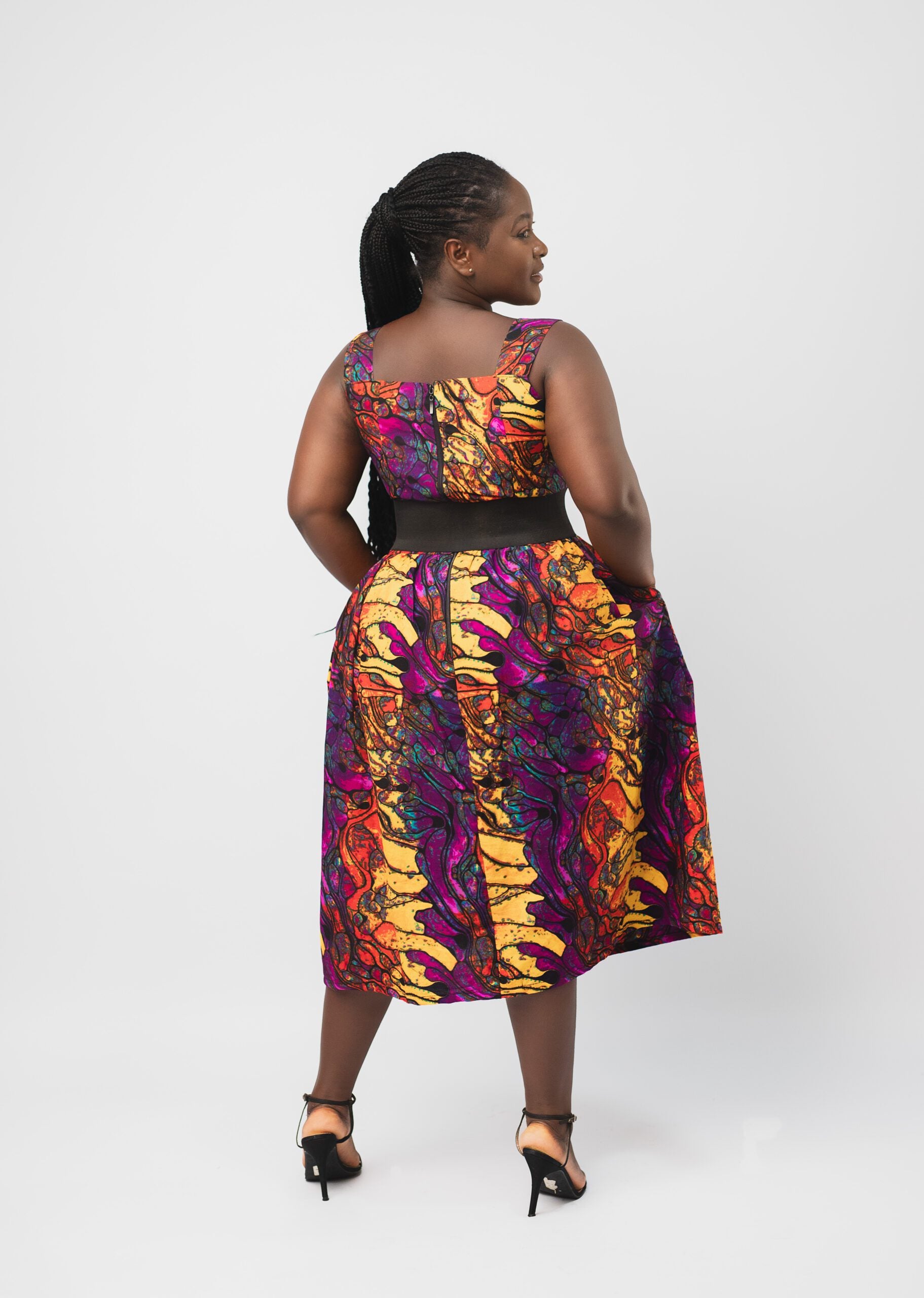 Love Heart Neck Multi Ankara Dress