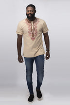 Melange Slim Fit Embroidered African Shirt