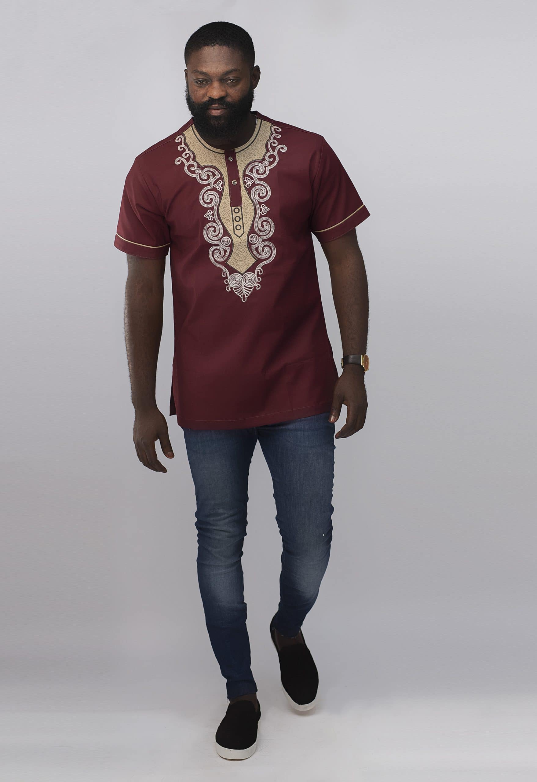 Muenda Slim Fit Embroidered African Shirt