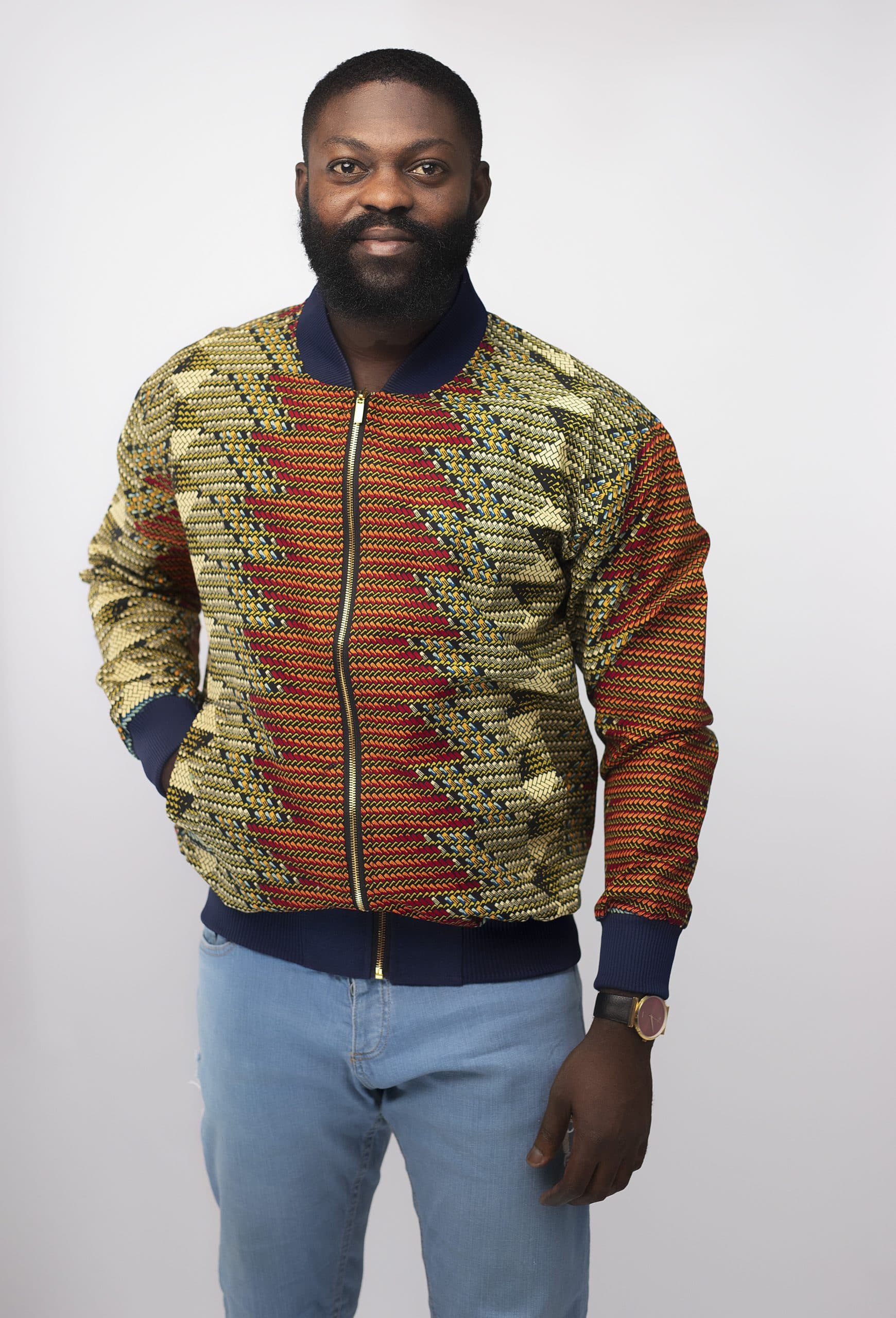 Unisex Abeba Men's African Print Bomber Jacket