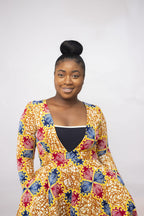 Taiwo Long-Sleeved Ankara Occasion Dress