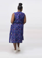 Jaylene Deep Blue Ankara Colourful Open Front Trench Vest