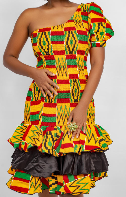 Ankara One-Sleeve Dress - Mimi