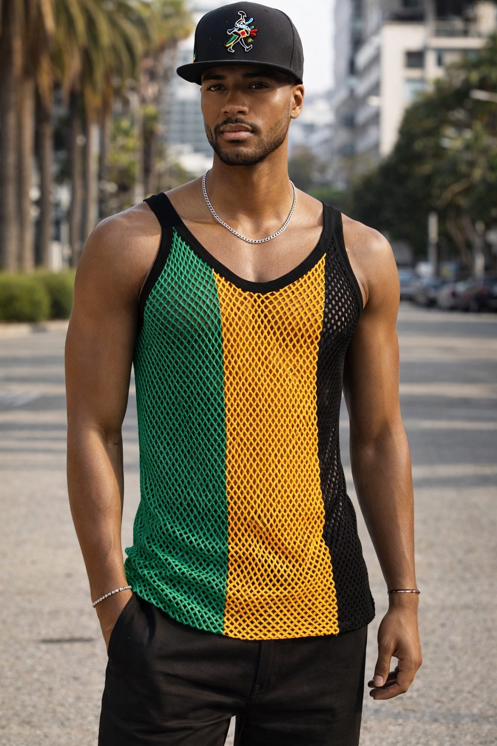 Jamaican Flag Mesh Vest – Breathable Carnival & Festival Tank Top