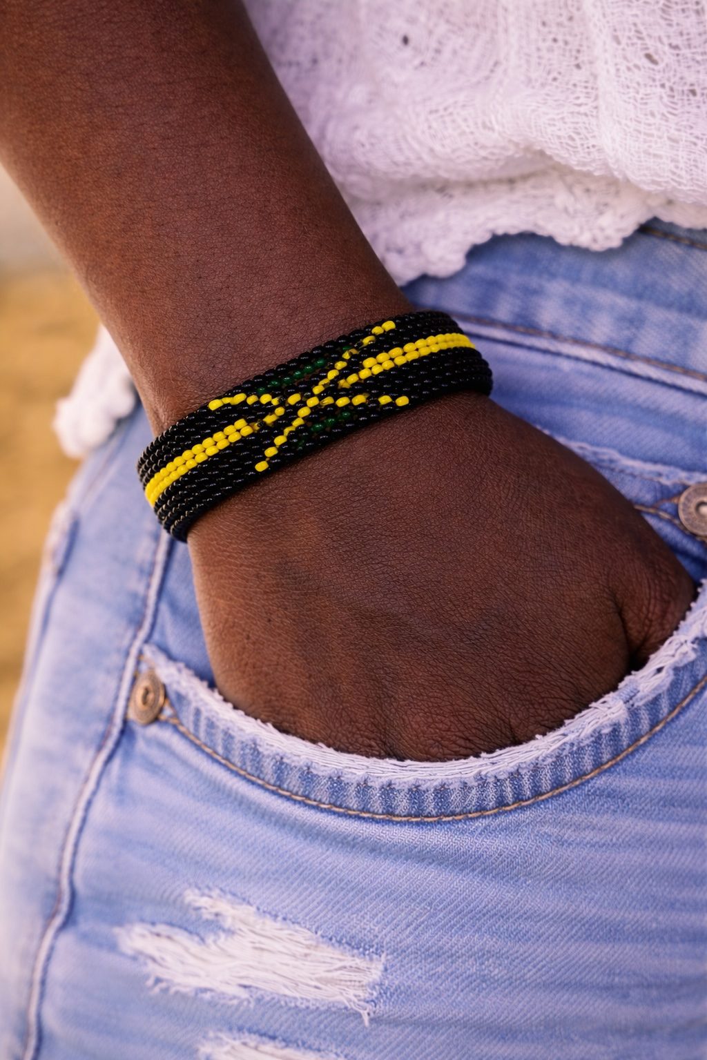 Country Beaded Bracelet – Handmade Cultural Beads Wristband