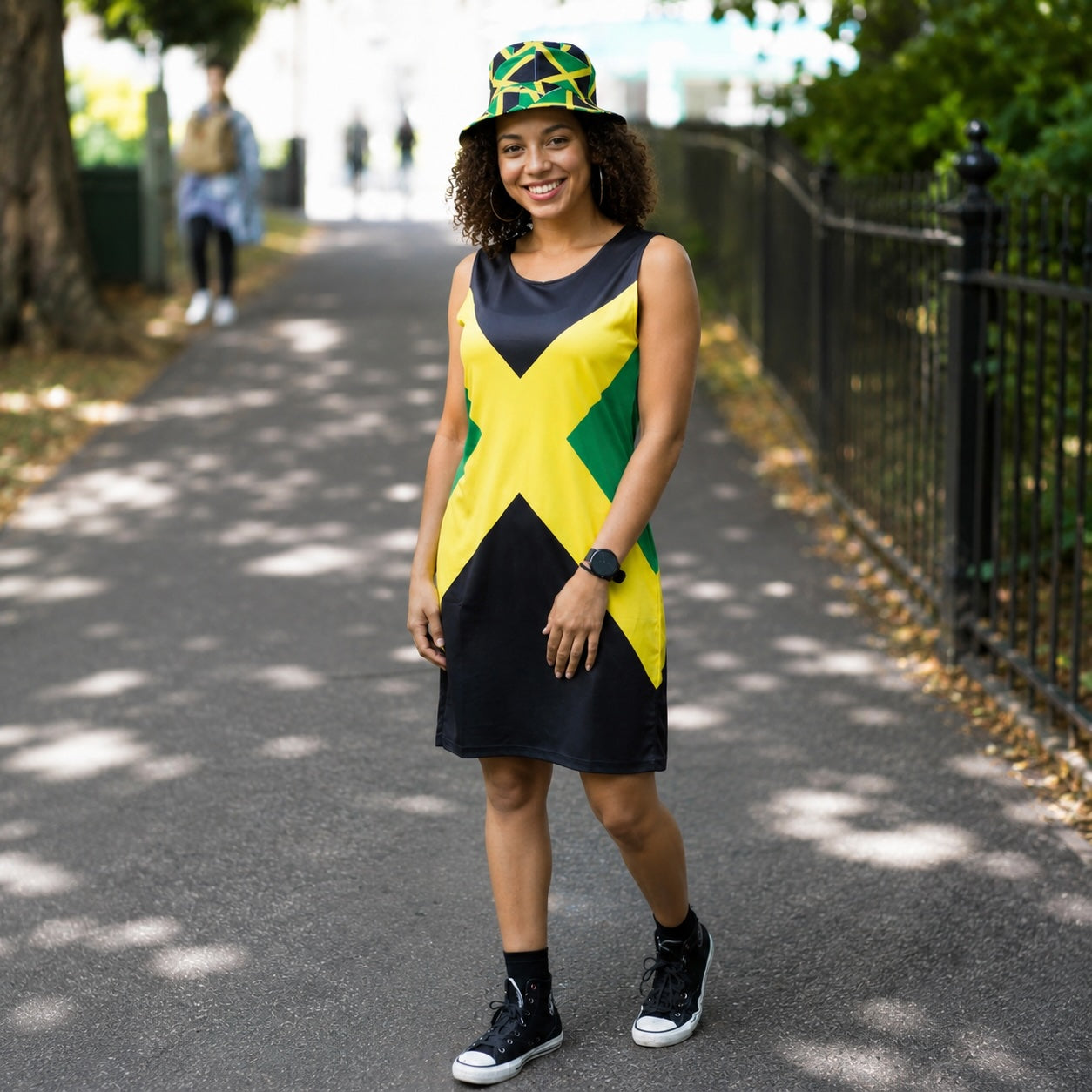 Jamaican Flag Dress | Sleeveless Bodycon Shift Dress