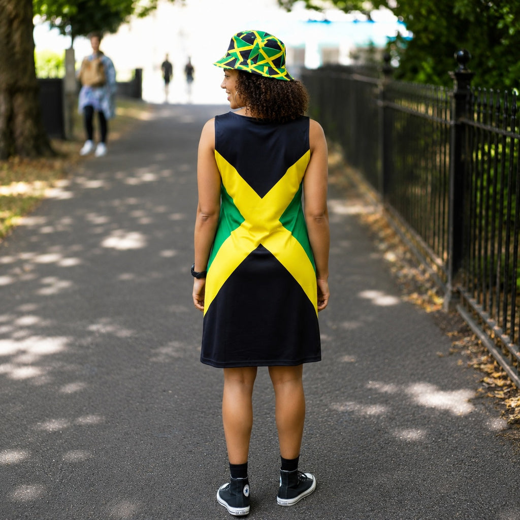 Jamaican Flag Dress | Sleeveless Bodycon Shift Dress