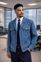 Heritage Blue Office Suit Jacket – Modern Cultural Tailoring for Confident Professionals