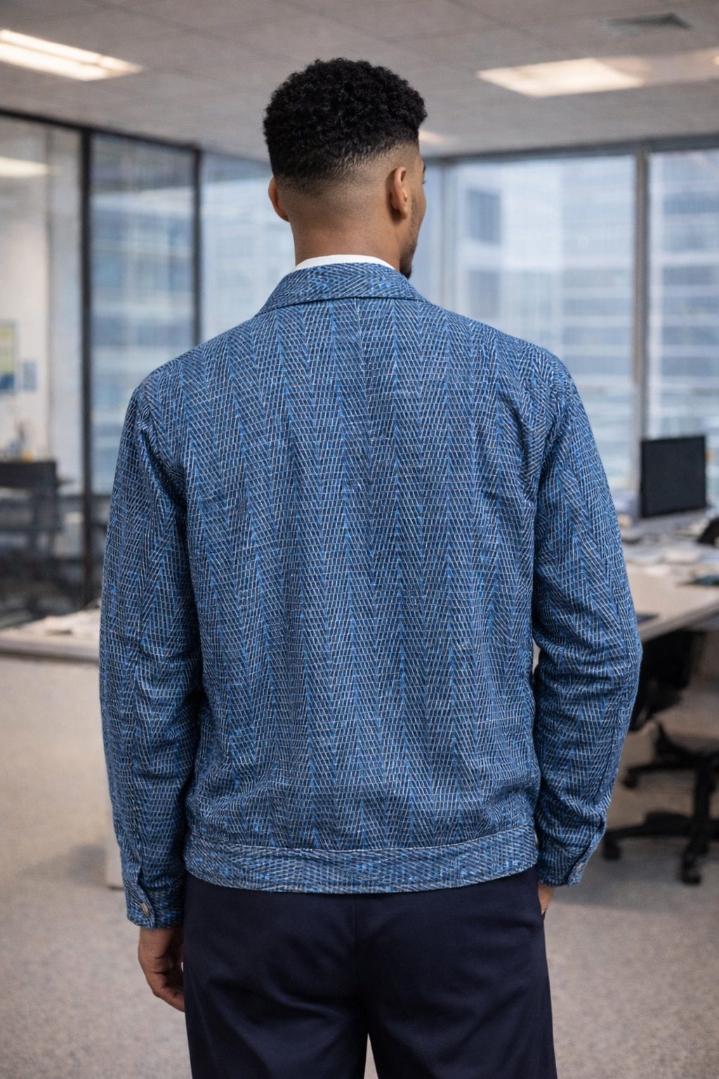 Heritage Blue Office Suit Jacket – Modern Cultural Tailoring for Confident Professionals