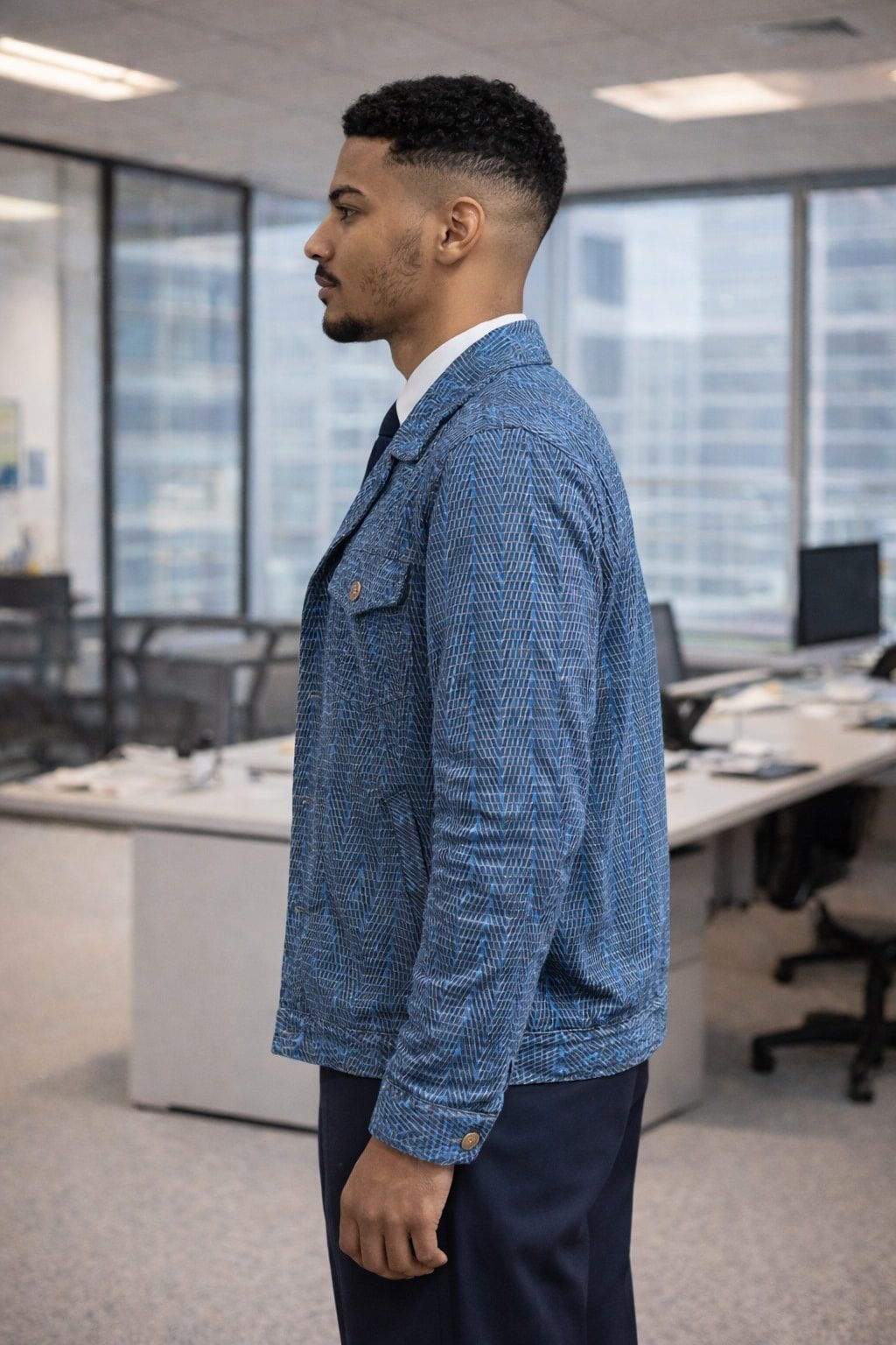 Heritage Blue Office Suit Jacket – Modern Cultural Tailoring for Confident Professionals