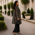 Women’s African Print Longline Jacket – Gold, Brown & Black