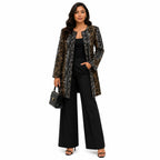 Women’s African Print Longline Jacket – Gold, Brown & Black