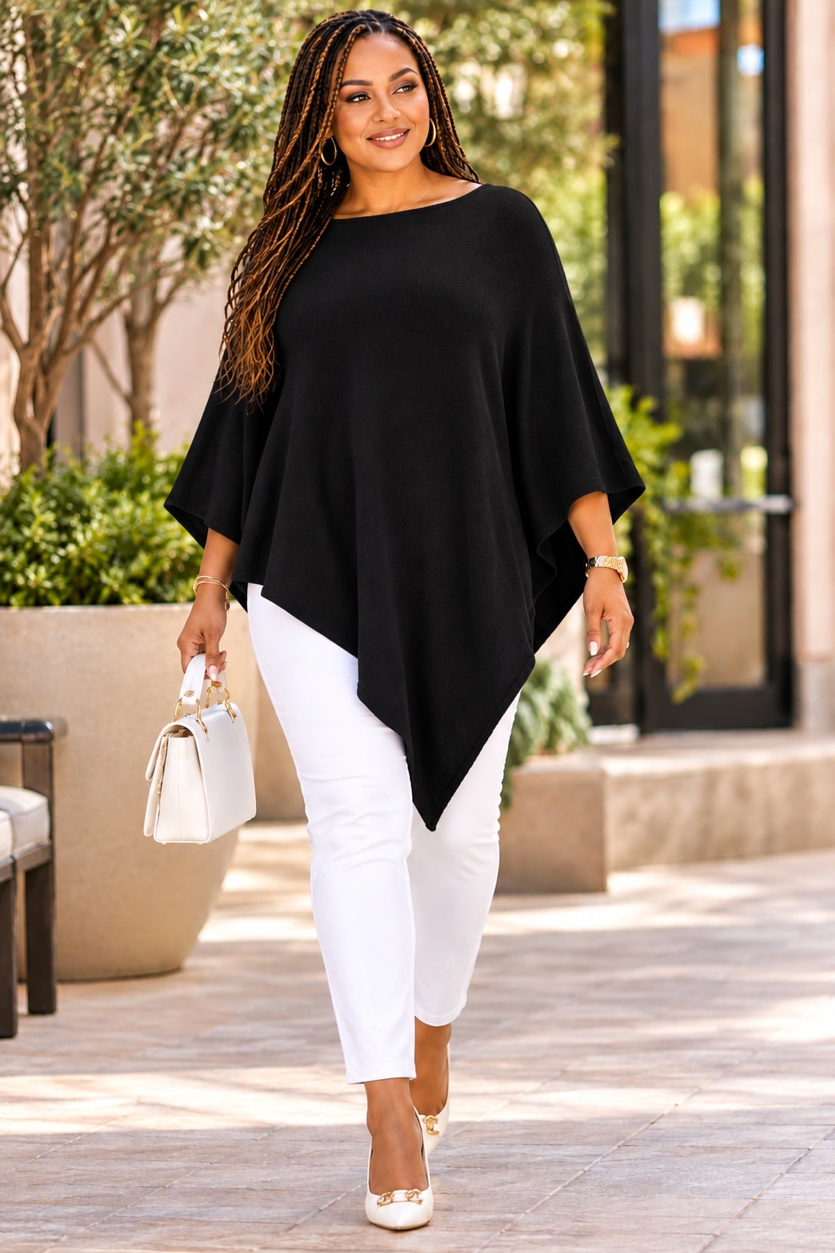 Women's Elegant Asymmetric Poncho Top – Loose Fit, Stylish & Comfortable