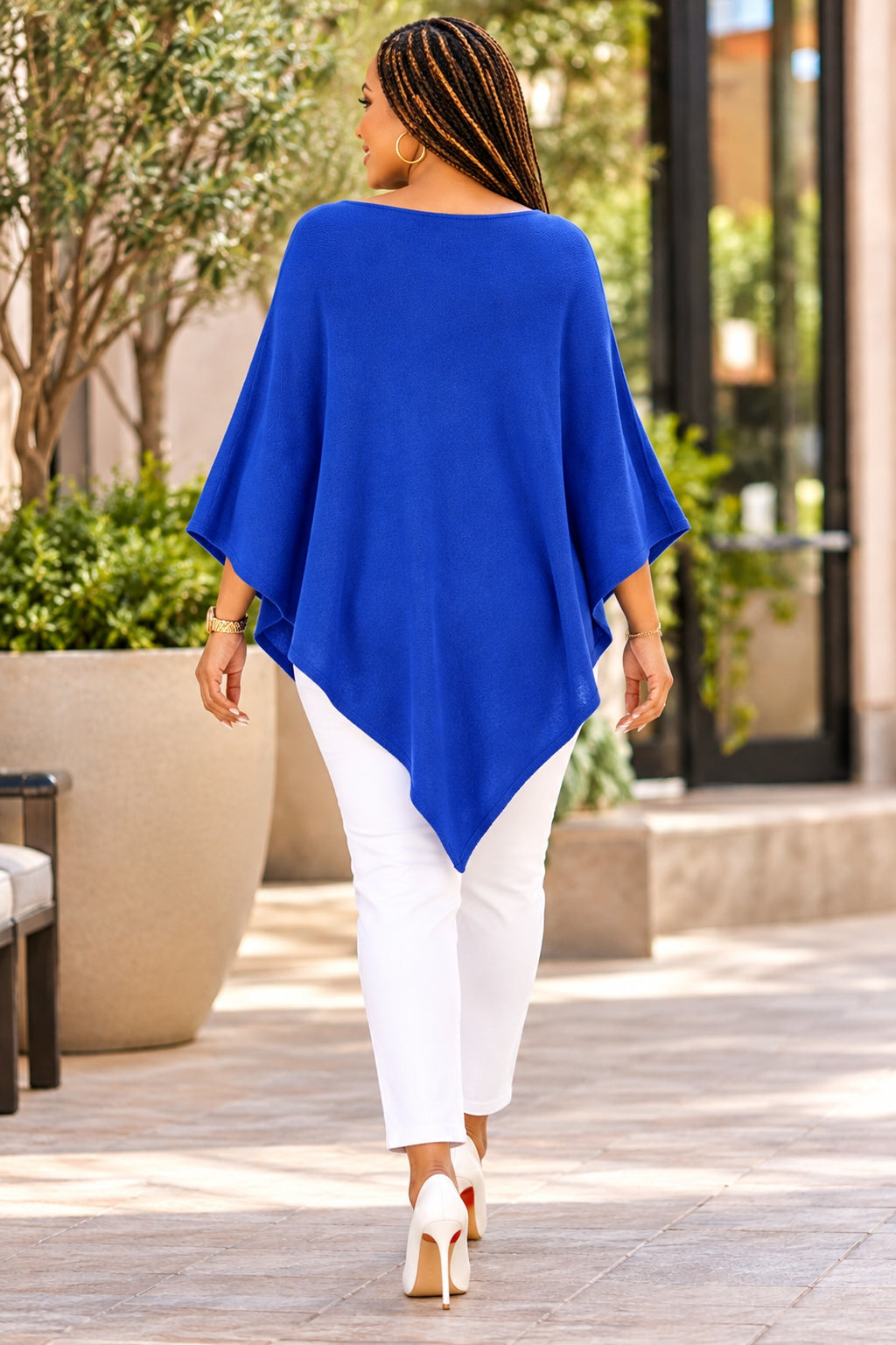 Women's Elegant Asymmetric Poncho Top – Loose Fit, Stylish & Comfortable