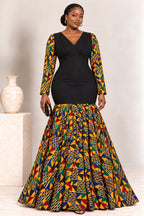 Afua Kente Print Mermaid Maxi Gown front view