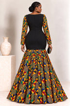 Afua Kente Print Mermaid Maxi Gown front view