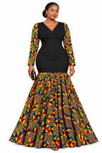 Afua Kente Print Mermaid Maxi Gown front view