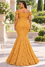 Lace African Print Off-Shoulder Maxi Dress front view