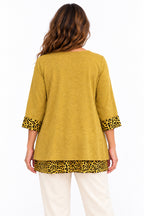 Women's Leopard Print Trim Tunic Top with Matching Scarf – Relaxed Fit – 11 Colours
