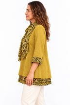 Women's Leopard Print Trim Tunic Top with Matching Scarf – Relaxed Fit – 11 Colours