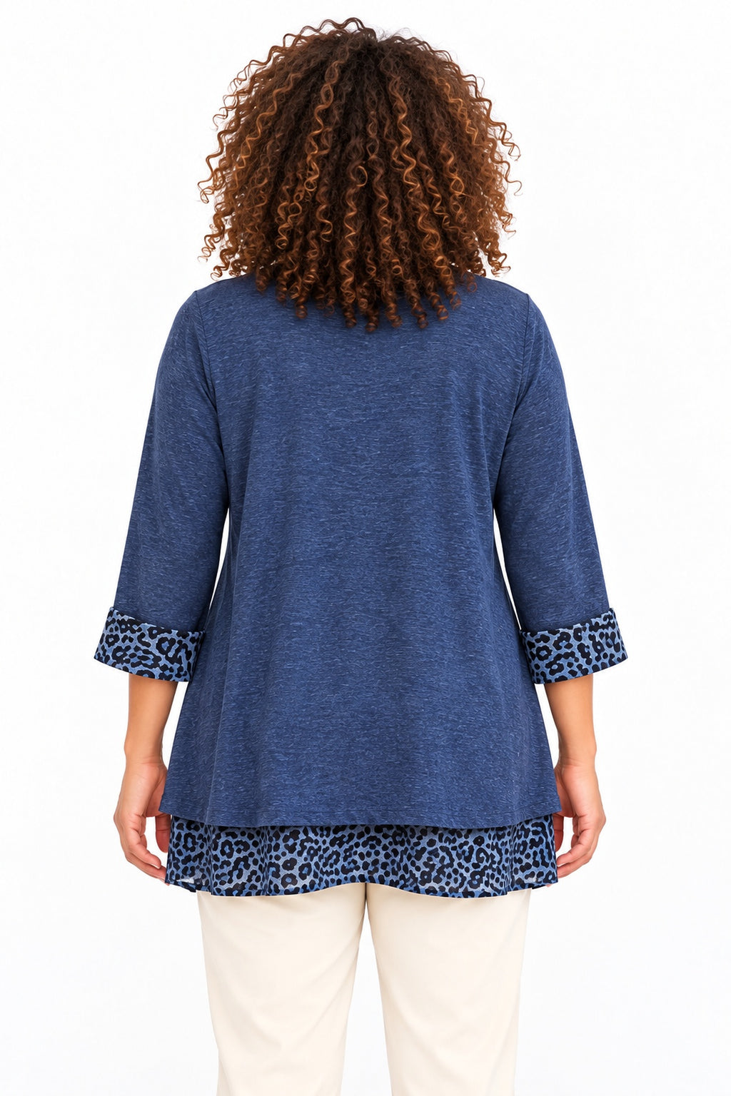 Women's Leopard Print Trim Tunic Top with Matching Scarf – Relaxed Fit – 11 Colours