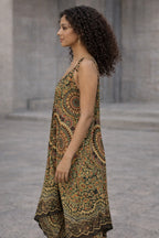 Bohemian Paisley Harem Jumpsuit – Adjustable Tie Strap Wide-Leg Pocket